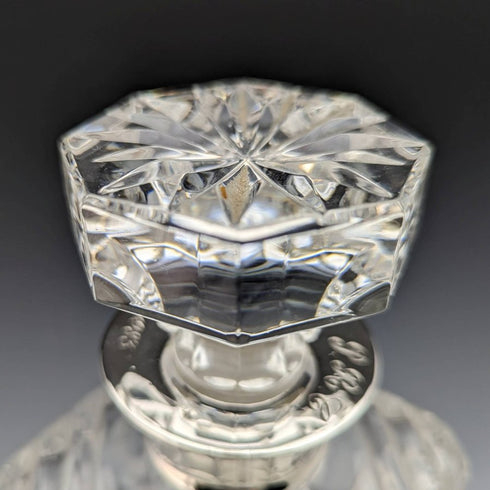 1981 British Vintage Cut Glass Square Decanter Pure Silver Decoration 2100g